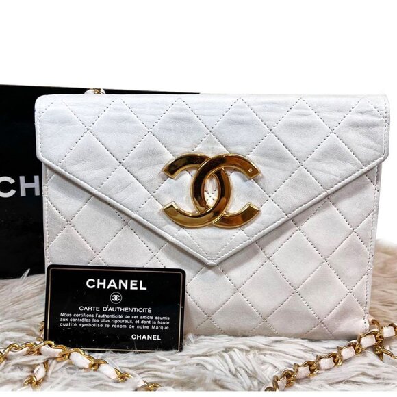 CHANEL 24K Vintage Flap Bag Lambskin Leather Quilted Chain Purse - Picture 1 of 15